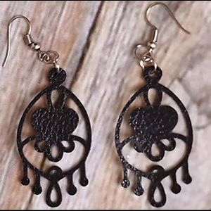 Black Faux Leather Earrings